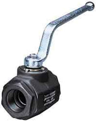 HYDAC - 1-1/2" Pipe, Carbon Steel Standard Ball Valve - 1 Piece, SAE x SAE Ends, Lever Handle, 5,000 WOG - USA Tool & Supply