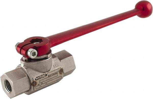 HYDAC - 1/4" Pipe, Stainless Steel Standard Ball Valve - 1 Piece, FNPT x FNPT Ends, Lever Handle, 7,250 WOG - USA Tool & Supply