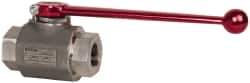 HYDAC - 3/4" Pipe, Stainless Steel Standard Ball Valve - 1 Piece, FNPT x FNPT Ends, Lever Handle, 5,000 WOG - USA Tool & Supply