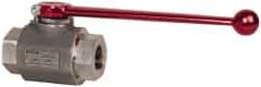 HYDAC - 3/4" Pipe, Stainless Steel Standard Ball Valve - 1 Piece, FNPT x FNPT Ends, Lever Handle, 5,000 WOG - USA Tool & Supply
