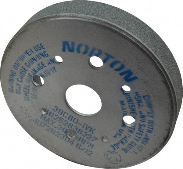 Norton - 6" Diam, 4" Hole Size, 1" Overall Thickness, 80 Grit, Type 2 Tool & Cutter Grinding Wheel - Medium Grade, Silicon Carbide, I Hardness, Vitrified Bond, 3,600 RPM - USA Tool & Supply