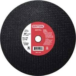 Made in USA - 20" 36 Grit Aluminum Oxide Cutoff Wheel - 5/32" Thick, 1" Arbor, 2,710 Max RPM, Use with Stationary Tools - USA Tool & Supply