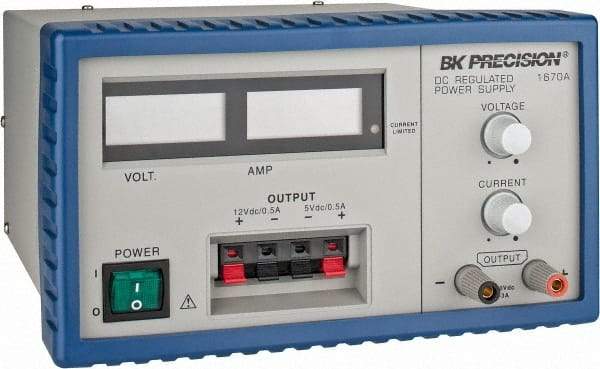 B&K Precision - 165 Watt, 0 to 3 Amp, 0 to 30V, 12V, 5V Output, Power Supply - 3 Outputs, 8-1/2 Inch Wide x 9-1/2 Inch Deep x 4.9 Inch High, 32 to 104°F, 3 Digit, LCD Display - USA Tool & Supply