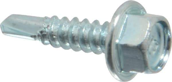 Buildex - #10, Hex Washer Head, Hex Drive, 3/4" Length Under Head, #3 Point, Self Drilling Screw - Steel - USA Tool & Supply