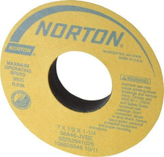 Norton - 7" Diam x 1-1/4" Hole x 1/2" Thick, J Hardness, 46 Grit Surface Grinding Wheel - Aluminum Oxide, Type 1, Coarse Grade, 3,600 Max RPM, Vitrified Bond, No Recess - USA Tool & Supply