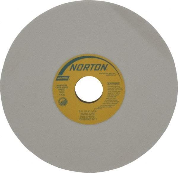 Norton - 8" Diam x 1-1/4" Hole x 1/4" Thick, I Hardness, 60 Grit Surface Grinding Wheel - Aluminum Oxide, Type 1, Medium Grade, 3,600 Max RPM, Vitrified Bond, No Recess - USA Tool & Supply