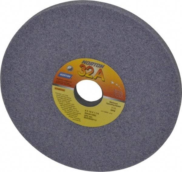 Norton - 8" Diam x 1-1/4" Hole x 1/2" Thick, I Hardness, 46 Grit Surface Grinding Wheel - Aluminum Oxide, Type 1, Coarse Grade, 3,105 Max RPM, Vitrified Bond, No Recess - USA Tool & Supply