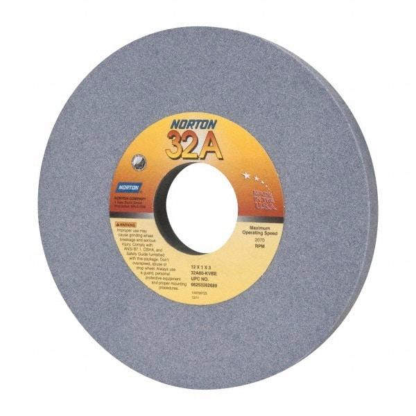 Norton - 12" Diam x 3" Hole x 1" Thick, K Hardness, 60 Grit Surface Grinding Wheel - Aluminum Oxide, Type 1, Medium Grade, 2,070 Max RPM, Vitrified Bond, No Recess - USA Tool & Supply