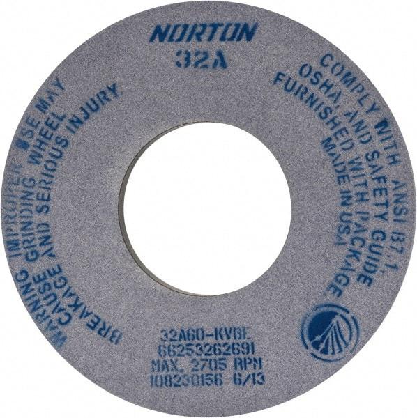 Norton - 12" Diam x 5" Hole x 1" Thick, K Hardness, 60 Grit Surface Grinding Wheel - Aluminum Oxide, Type 1, Medium Grade, 2,705 Max RPM, Vitrified Bond, No Recess - USA Tool & Supply