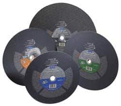 Norton - 14" 16 Grit Silicon Carbide Cutoff Wheel - 3/16" Thick, 1" Arbor, 4,365 Max RPM, Use with Portable Tools - USA Tool & Supply