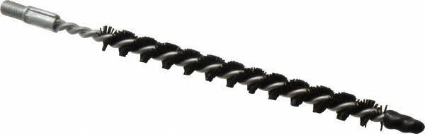 Schaefer Brush - 3" Brush Length, 1/4" Diam, Nylon Single Stem, Single Spiral Condenser Tube Brush - 4-1/2" Long, Nylon, 8-32 Male Connection - USA Tool & Supply