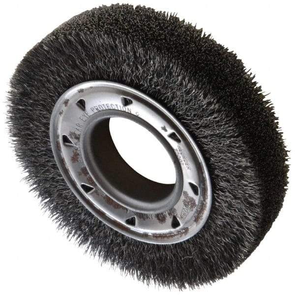 Osborn - 6" OD, 2" Arbor Hole, Crimped Steel Wheel Brush - 1-1/4" Face Width, 1" Trim Length, 0.0118" Filament Diam, 6,000 RPM - USA Tool & Supply