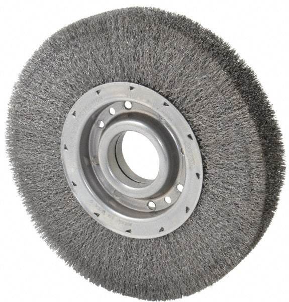 Osborn - 10" OD, 2" Arbor Hole, Crimped Steel Wheel Brush - 2" Face Width, 2-1/8" Trim Length, 0.01" Filament Diam, 3,600 RPM - USA Tool & Supply