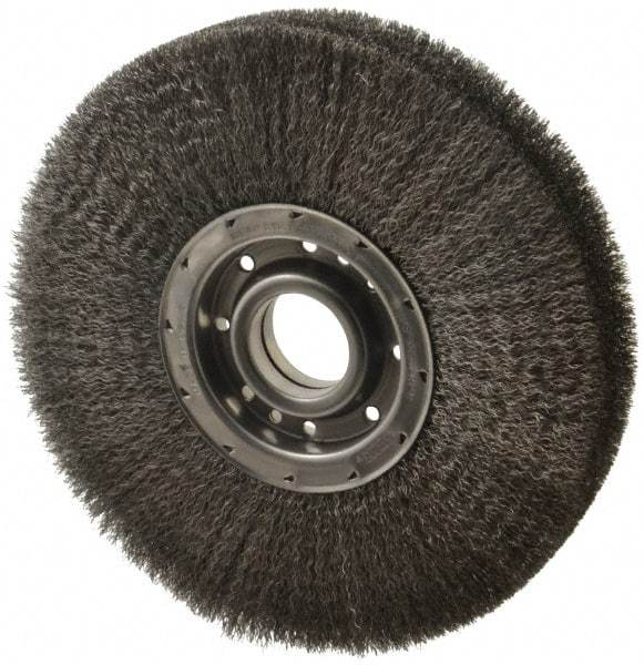 Osborn - 12" OD, 2" Arbor Hole, Crimped Steel Wheel Brush - 2" Face Width, 3-1/4" Trim Length, 0.0118" Filament Diam, 3,600 RPM - USA Tool & Supply