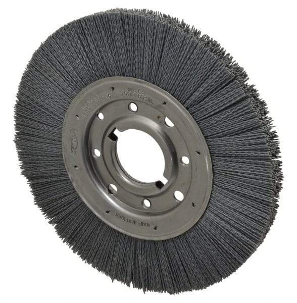 Osborn - 10" OD, 2" Arbor Hole, Crimped Nylon Wheel Brush - 1" Face Width, 2-1/16" Trim Length, 3,600 RPM - USA Tool & Supply