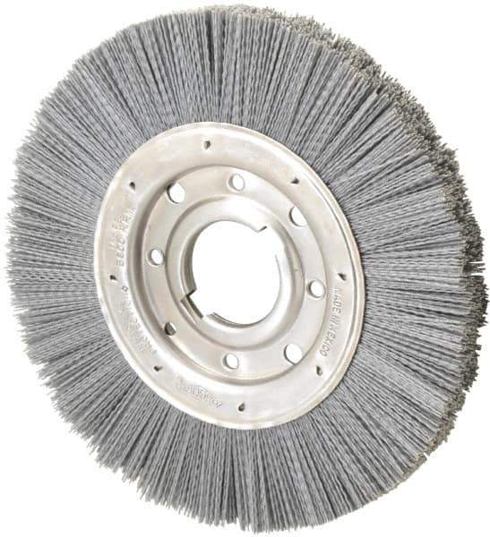 Osborn - 10" OD, 2" Arbor Hole, Crimped Nylon Wheel Brush - 1" Face Width, 2-1/16" Trim Length, 3,600 RPM - USA Tool & Supply