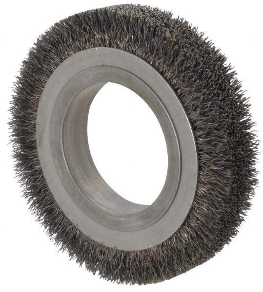 Osborn - 4-1/4" OD, 2" Arbor Hole, Crimped Steel Wheel Brush - 5/8" Face Width, 11/16" Trim Length, 0.0118" Filament Diam, 6,000 RPM - USA Tool & Supply