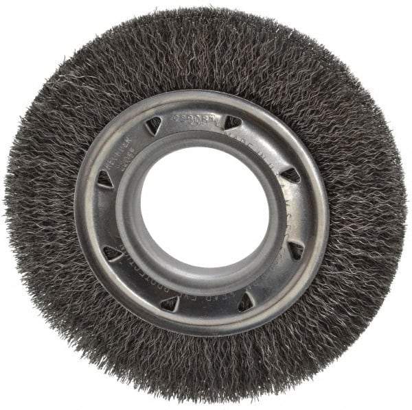 Osborn - 6" OD, 2" Arbor Hole, Crimped Steel Wheel Brush - 7/8" Face Width, 1" Trim Length, 0.0118" Filament Diam, 6,000 RPM - USA Tool & Supply