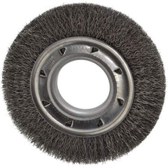 Osborn - 6" OD, 2" Arbor Hole, Crimped Steel Wheel Brush - 7/8" Face Width, 1" Trim Length, 0.0118" Filament Diam, 6,000 RPM - USA Tool & Supply