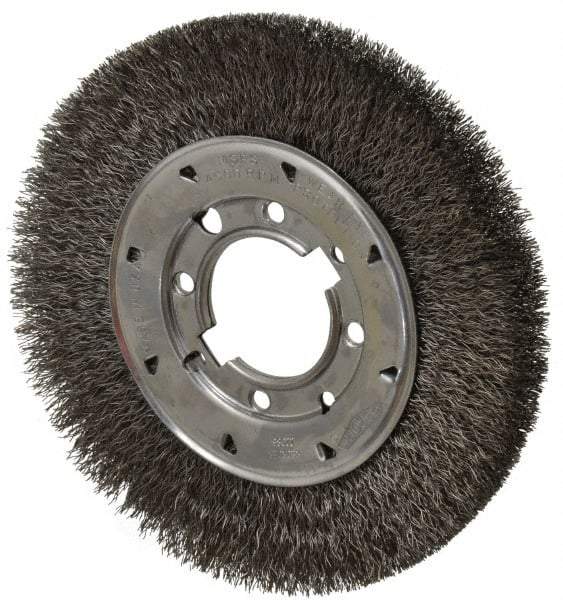 Osborn - 8" OD, 2" Arbor Hole, Crimped Steel Wheel Brush - 5/8" Face Width, 1-1/2" Trim Length, 0.014" Filament Diam, 4,500 RPM - USA Tool & Supply