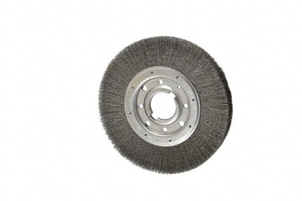 Osborn - 10" OD, 2" Arbor Hole, Crimped Steel Wheel Brush - 1-1/4" Face Width, 2" Trim Length, 0.008" Filament Diam, 3,600 RPM - USA Tool & Supply