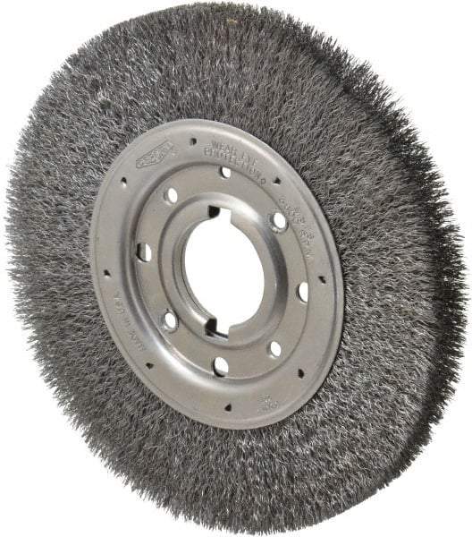 Osborn - 10" OD, 2" Arbor Hole, Crimped Steel Wheel Brush - 1-1/4" Face Width, 2" Trim Length, 0.0118" Filament Diam, 3,600 RPM - USA Tool & Supply