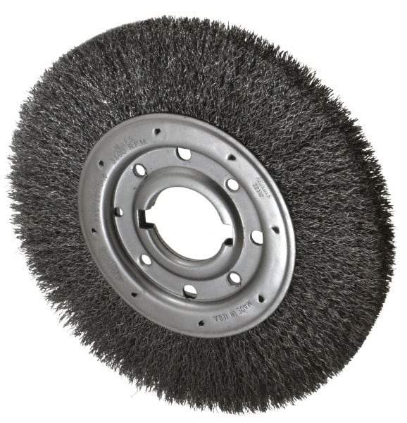 Osborn - 10" OD, 2" Arbor Hole, Crimped Steel Wheel Brush - 1-1/4" Face Width, 2" Trim Length, 0.014" Filament Diam, 3,600 RPM - USA Tool & Supply