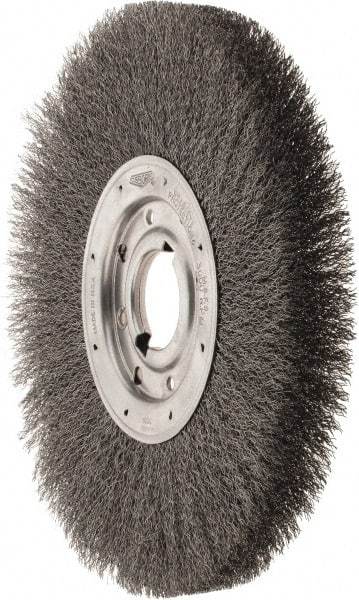 Osborn - 12" OD, 2" Arbor Hole, Crimped Steel Wheel Brush - 1-1/8" Face Width, 3" Trim Length, 0.014" Filament Diam, 3,000 RPM - USA Tool & Supply