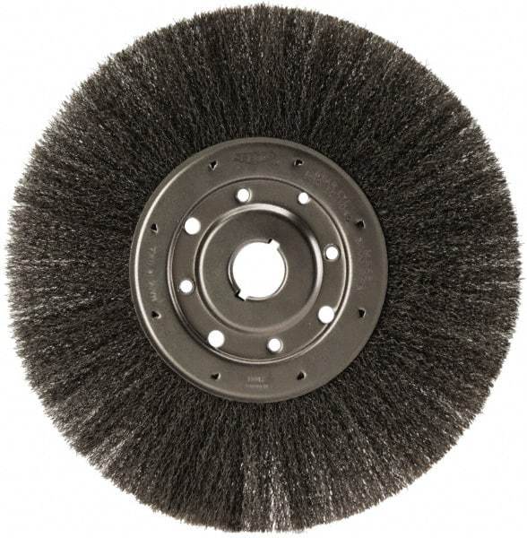 Osborn - 12" OD, 1-1/4" Arbor Hole, Crimped Steel Wheel Brush - 1/2" Face Width, 3" Trim Length, 0.0104" Filament Diam, 3,000 RPM - USA Tool & Supply