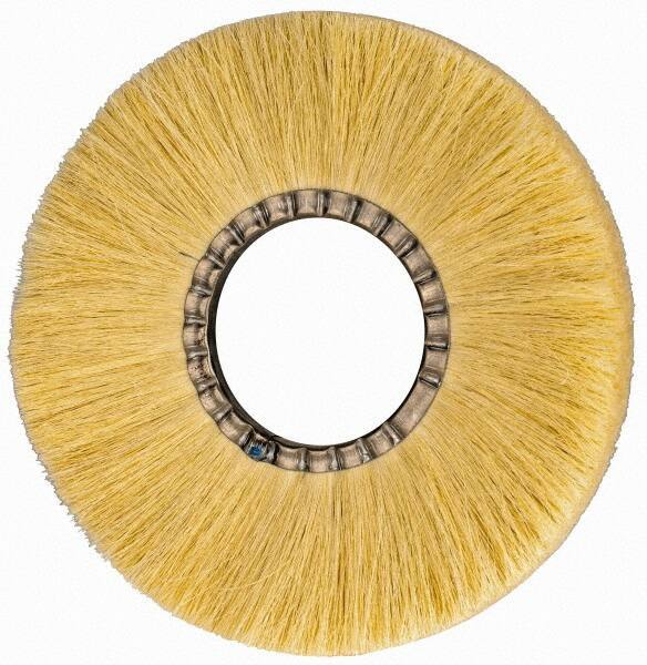 Osborn - 12" OD, 4-1/4" Arbor Hole, Crimped Natural Fiber Wheel Brush - 17/32" Face Width, 3-3/8" Trim Length, 3,600 RPM - USA Tool & Supply