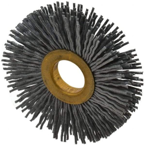 Osborn - 2-1/2" OD, 5/8" Arbor Hole, Crimped Nylon Wheel Brush - 3/8" Face Width, 11/16" Trim Length, 15,000 RPM - USA Tool & Supply