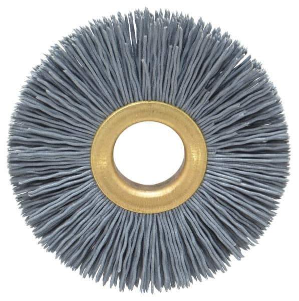Osborn - 2-1/2" OD, 5/8" Arbor Hole, Crimped Nylon Wheel Brush - 3/8" Face Width, 11/16" Trim Length, 15,000 RPM - USA Tool & Supply