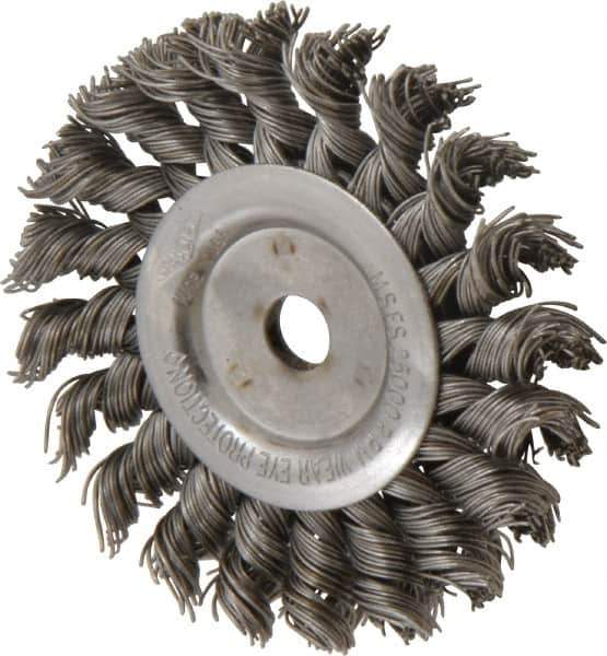 Osborn - 3" OD, 3/8" Arbor Hole, Knotted Steel Wheel Brush - 3/8" Face Width, 5/8" Trim Length, 0.02" Filament Diam, 25,000 RPM - USA Tool & Supply