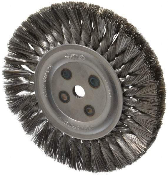 Osborn - 8" OD, 5/8" Arbor Hole, Knotted Steel Wheel Brush - 5/8" Face Width, 1-11/16" Trim Length, 0.014" Filament Diam, 8,500 RPM - USA Tool & Supply