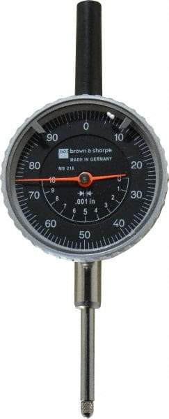 TESA Brown & Sharpe - 1" Range, 0-100 Dial Reading, 0.001" Graduation Dial Drop Indicator - 2-1/4" Dial, 0.1" Range per Revolution, Revolution Counter - USA Tool & Supply