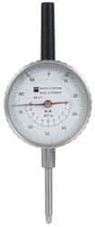 TESA Brown & Sharpe - 1" Range, 0-100 Dial Reading, 0.001" Graduation Dial Drop Indicator - 2-1/4" Dial, 0.1" Range per Revolution, Revolution Counter - USA Tool & Supply