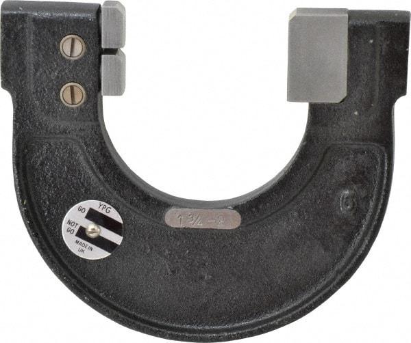 YPG - 1-3/4 to 2 Inch, Cast Iron 5 Frame Snap Gage - 0.001 Inch Graduation, Hardened Tool Steel Anvil - USA Tool & Supply