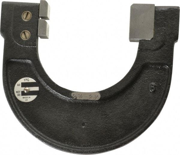 YPG - 2-1/4 to 2-1/2 Inch, Cast Iron 6 Frame Snap Gage - 0.001 Inch Graduation, Hardened Tool Steel Anvil - USA Tool & Supply