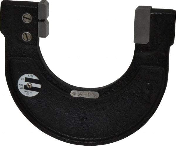 YPG - 2-1/2 to 2-3/4 Inch, Cast Iron 6x Frame Snap Gage - 0.001 Inch Graduation, Hardened Tool Steel Anvil - USA Tool & Supply