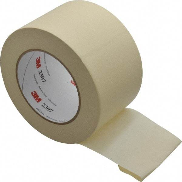 3M - 3" Wide x 60 Yd Long Tan Paper Masking Tape - Series 2307, 5.2 mil Thick, 23 In/Lb Tensile Strength - USA Tool & Supply