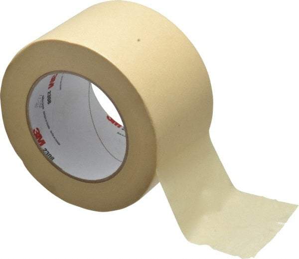 3M - 3" Wide x 60 Yd Long Tan Paper Masking Tape - Series 2308, 5.3 mil Thick, 22 In/Lb Tensile Strength - USA Tool & Supply
