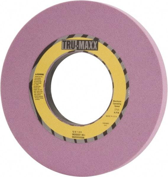 Tru-Maxx - 12" Diam x 5" Hole x 1" Thick, I Hardness, 60 Grit Surface Grinding Wheel - Aluminum Oxide, Type 1, Medium Grade, 2,705 Max RPM, Vitrified Bond, No Recess - USA Tool & Supply
