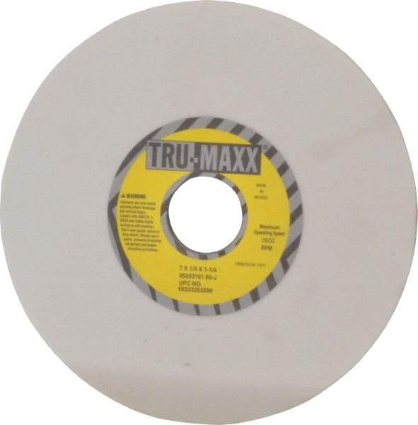 Tru-Maxx - 7" Diam x 1-1/4" Hole x 1/4" Thick, J Hardness, 80 Grit Surface Grinding Wheel - Aluminum Oxide, Type 1, Medium Grade, 3,600 Max RPM, Vitrified Bond, No Recess - USA Tool & Supply