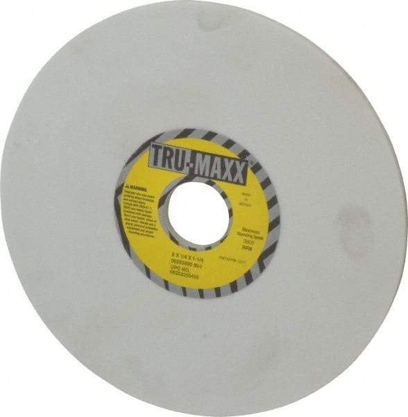 Tru-Maxx - 8" Diam x 1-1/4" Hole x 1/4" Thick, I Hardness, 80 Grit Surface Grinding Wheel - Aluminum Oxide, Type 1, Medium Grade, 3,600 Max RPM, Vitrified Bond, No Recess - USA Tool & Supply