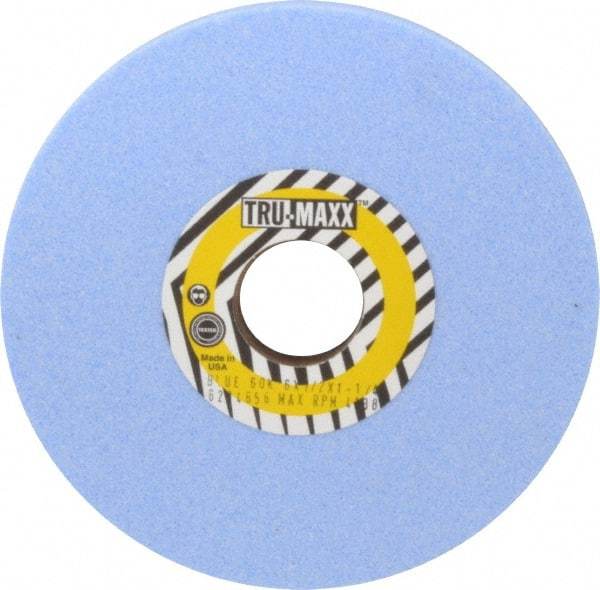 Tru-Maxx - 6" Diam x 1-1/4" Hole x 1/2" Thick, K Hardness, 60 Grit Surface Grinding Wheel - Ceramic, Type 1, Medium Grade, 5,410 Max RPM, Vitrified Bond, No Recess - USA Tool & Supply