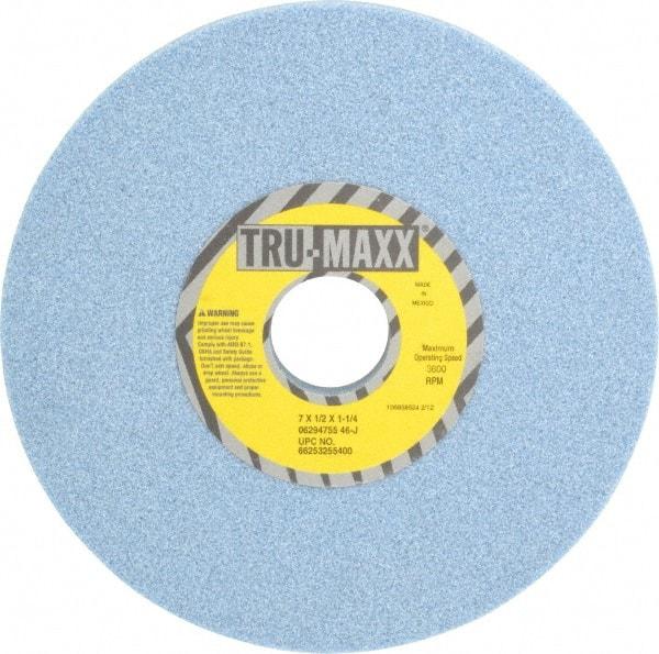 Tru-Maxx - 7" Diam x 1-1/4" Hole x 1/2" Thick, J Hardness, 46 Grit Surface Grinding Wheel - Ceramic, Type 1, Coarse Grade, 3,600 Max RPM, Vitrified Bond, No Recess - USA Tool & Supply