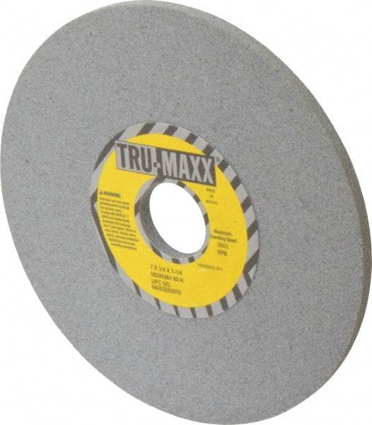 Tru-Maxx - 7" Diam x 1-1/4" Hole x 1/4" Thick, K Hardness, 80 Grit Surface Grinding Wheel - Aluminum Oxide, Type 1, Medium Grade, 3,600 Max RPM, Vitrified Bond, No Recess - USA Tool & Supply