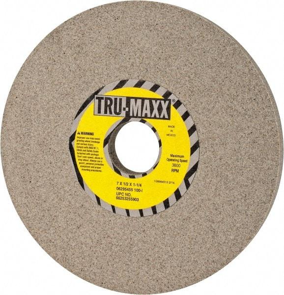 Tru-Maxx - 7" Diam x 1-1/4" Hole x 1/2" Thick, I Hardness, 100 Grit Surface Grinding Wheel - Aluminum Oxide, Type 1, Fine Grade, 3,600 Max RPM, Vitrified Bond, No Recess - USA Tool & Supply