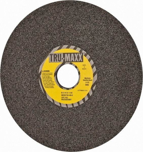 Tru-Maxx - 8" Diam x 1-1/4" Hole x 1/4" Thick, H Hardness, 46 Grit Surface Grinding Wheel - Aluminum Oxide, Type 1, Coarse Grade, 3,105 Max RPM, Vitrified Bond, No Recess - USA Tool & Supply