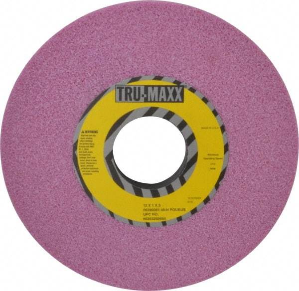 Tru-Maxx - 12" Diam x 3" Hole x 1" Thick, H Hardness, 46 Grit Surface Grinding Wheel - Aluminum Oxide, Type 1, Coarse Grade, 2,705 Max RPM, Vitrified Bond, No Recess - USA Tool & Supply